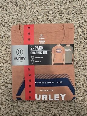 Hurley 2 Pack Tees Medium Orange And Green Short Sleeve Shirts NEW Men's